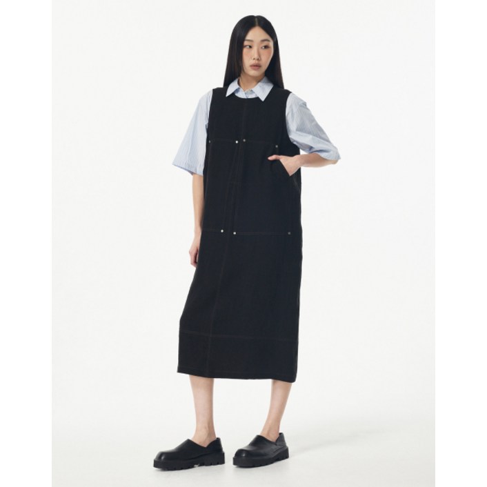 [국내 매장품] STUDIO TOMBOY 스티치포인트 슬리브리스 린넨원피스_블랙 9105241173 165817