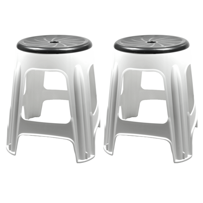 [나코] 플라스틱 회전의자 간이 야외용 보조의자 편의점의자 포장마차 행사용, 블랙밀크, 2개