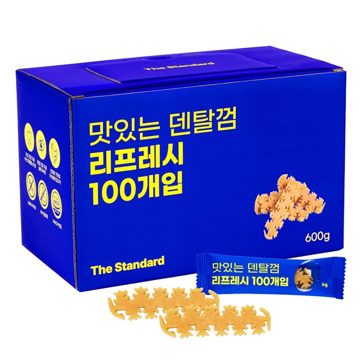더스탠다드 맛있는 덴탈껌 구강&관절 리프레시 100p 가수분해 저알러지 양치껌, 1개, 600g, 구강&관절(리프레시)