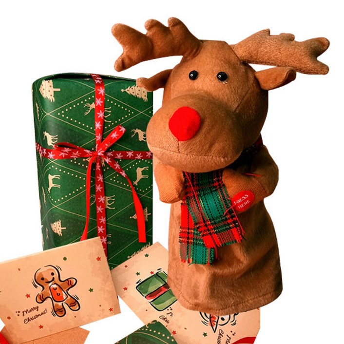 바이주주 춤추는 루돌프 크리스마스 인형 말 따라하는 노래하는 장난감 겨울 카페 소품 ip022B, 춤추는 루돌프