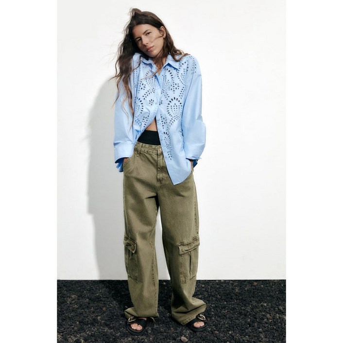 자라 셔츠 컷 아웃 펀칭 자수 ZARA