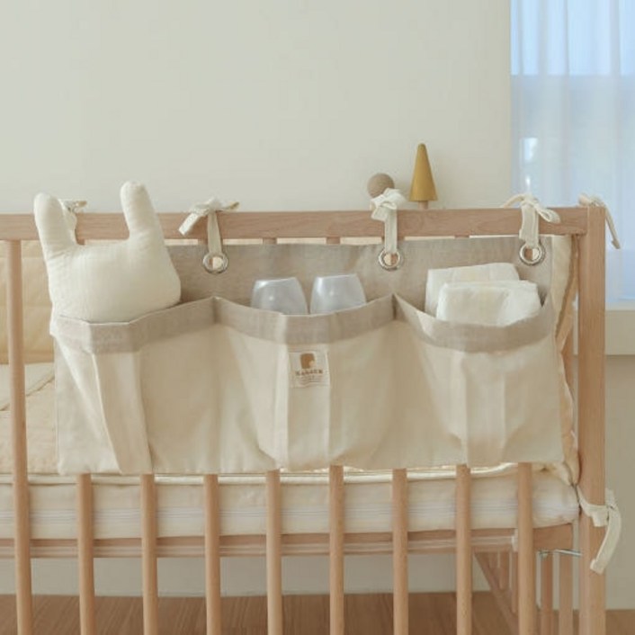 신생아 아기 침대걸이 베드포켓 수납주머니, 중2칸