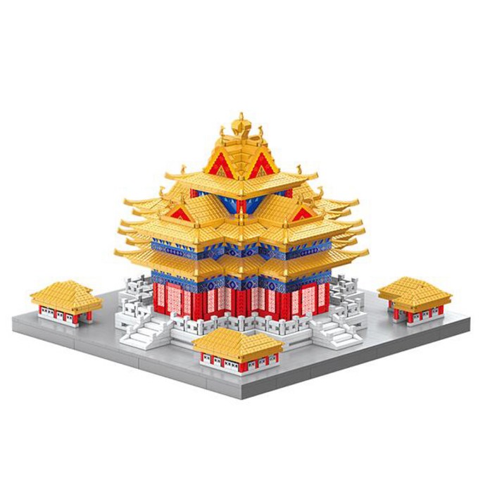 고궁각루 건축물 나노블록 고난도 나노블럭 성인 아동 선물 4601pcs, 사진색+등+아크릴 수납, 1개