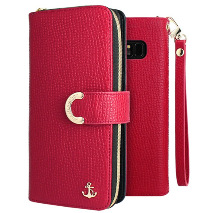 갤럭시S23플러스 S916 앵커 지퍼 지갑형 다이어리 휴대폰 케이스 스트랩 포함