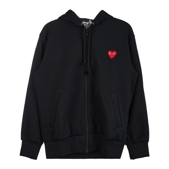 국내매장판 꼼데가르송 COMME DES GARCONS 남성 하트 로고 패치 후드 집업 블랙 P1T172 BLACK