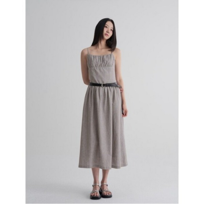 [에잇세컨즈] 체크 슬리브리스 롱 원피스 브라운 (165771AY1D)