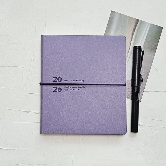 꼼꼬미 2026 모먼트 스퀘어 업무용 회사 가죽 소량 대량 주문 제작 다이어리, 로얄 퍼플