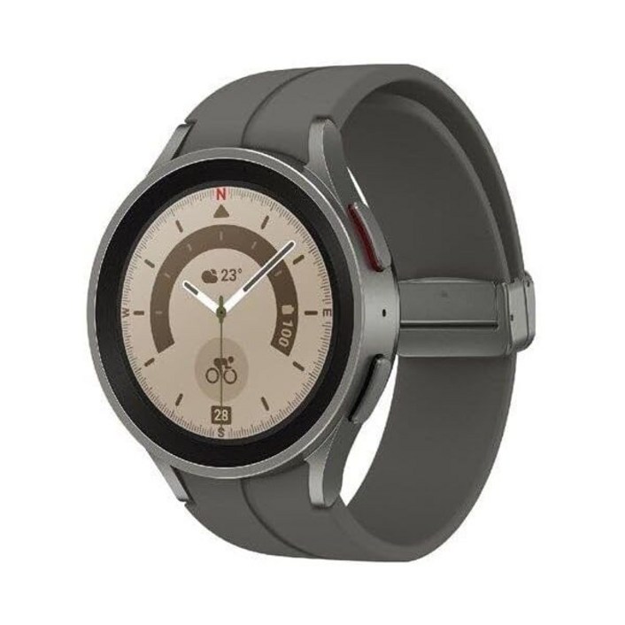 삼성 갤럭시 워치 5 프로 45mm, WiFi 1.4인치 슈퍼 아몰레드 스마트워치 GPS 블루투스, 슬립 코칭, 생체 활성 센서, 방수 R920N 그레이 티타늄 아마존