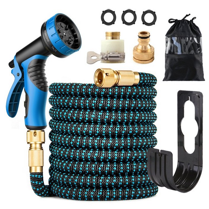 레덴트 세차 베란다 욕실 정원용 꼬임방지 꼬이지않는 물호스 7.5m, 10m, 30m  고압 멀티노즐분사기, 3. 블루 30m, 1개
