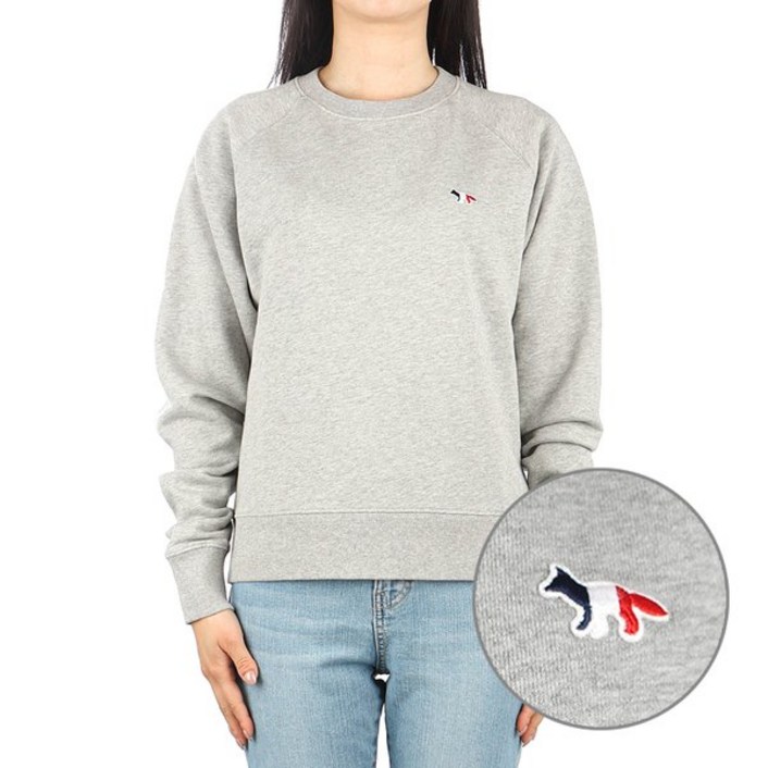 백화점출고 메종키츠네 여성 트리컬러 폭스 맨투맨 FW00308KM1 GREY MELANGE