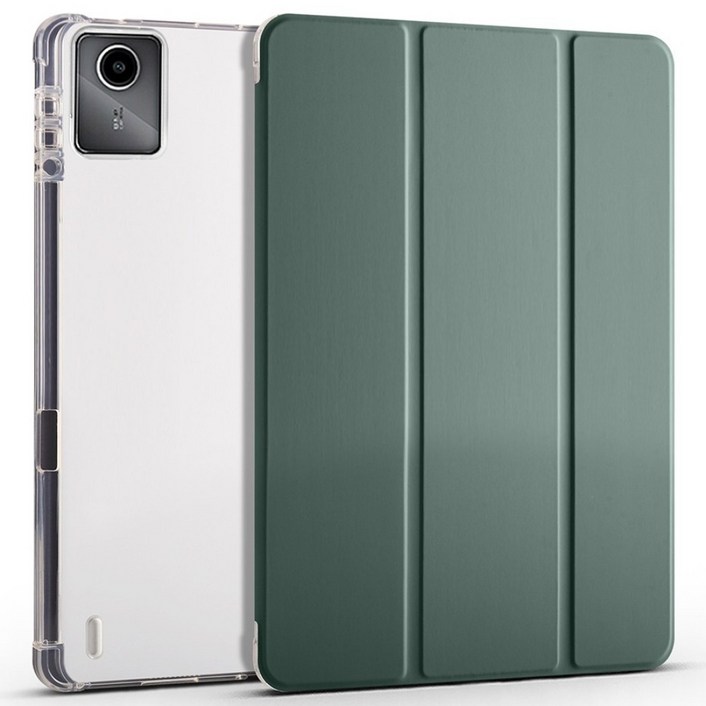 레노버 M11 샤오신 패드 2024 케이스 투명 북커버, 카키그린, 1개