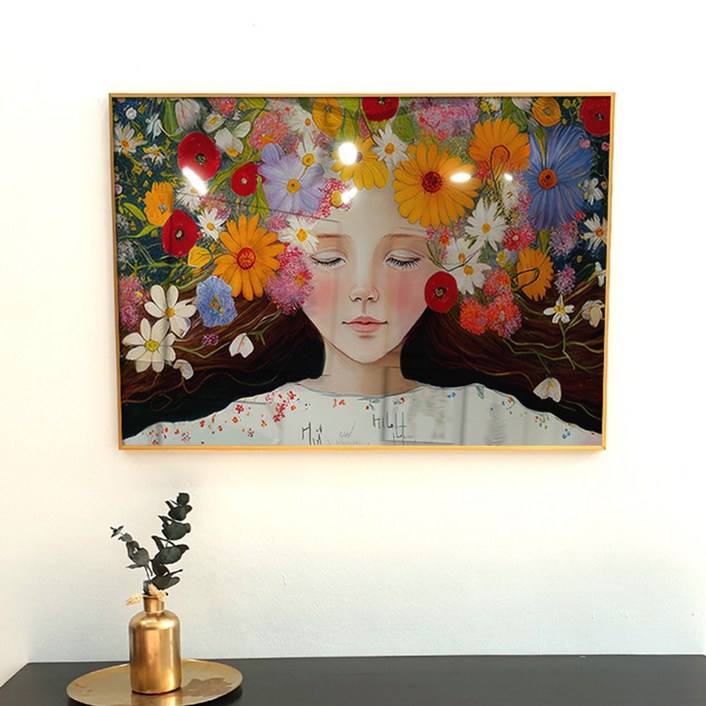 앙리아트 여인 여자 그림 돈을 가져다주는 꽃 인테리어 풍수 그림 거실 액자