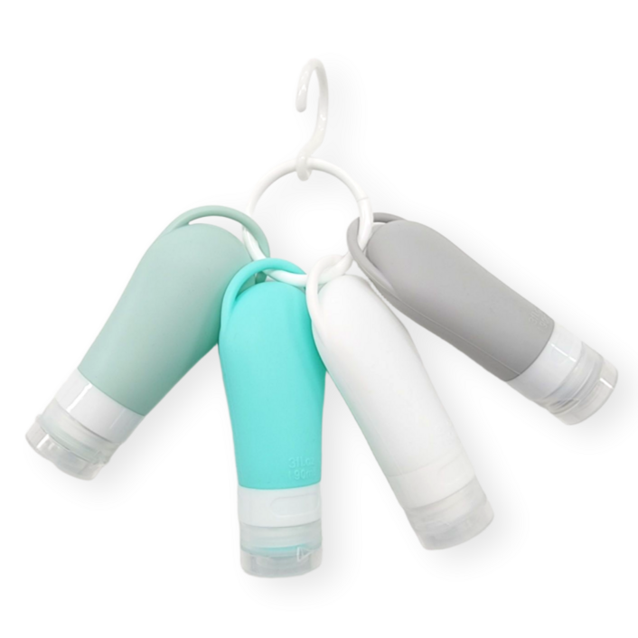 그린동동 새지않는 여행용 실리콘 공병 소분용기 세트, 혼합, 4개