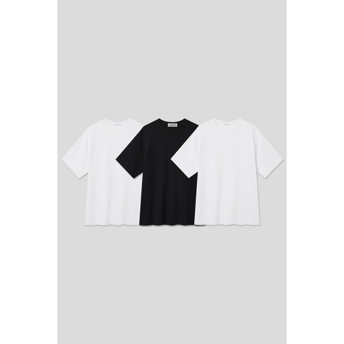 [Women][에두아르도][3팩 세트]릴렉스 세미오버핏 반팔 티셔츠 베이직팩