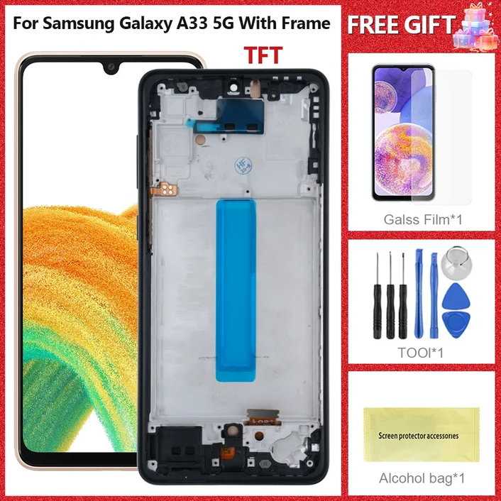 삼성 갤럭시 A33 5G A336B A336E Lcd 디스플레이 터치 스크린 교체 용 6.4 'AMOLED 디지타이저 테스트