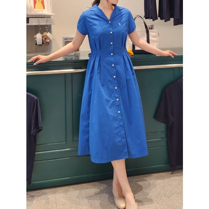 25SS 턱 디테일 경량 셔츠형 반소매원피스 블루 HSDR5B303B2
