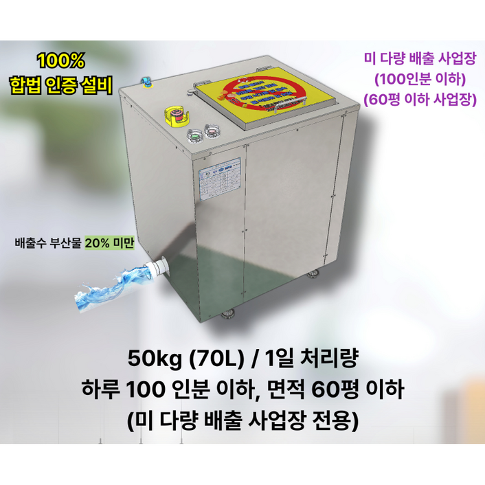 업소용 음식물 처리기 일 50kg 용량,고효율,저소음,미래 에코 플러스