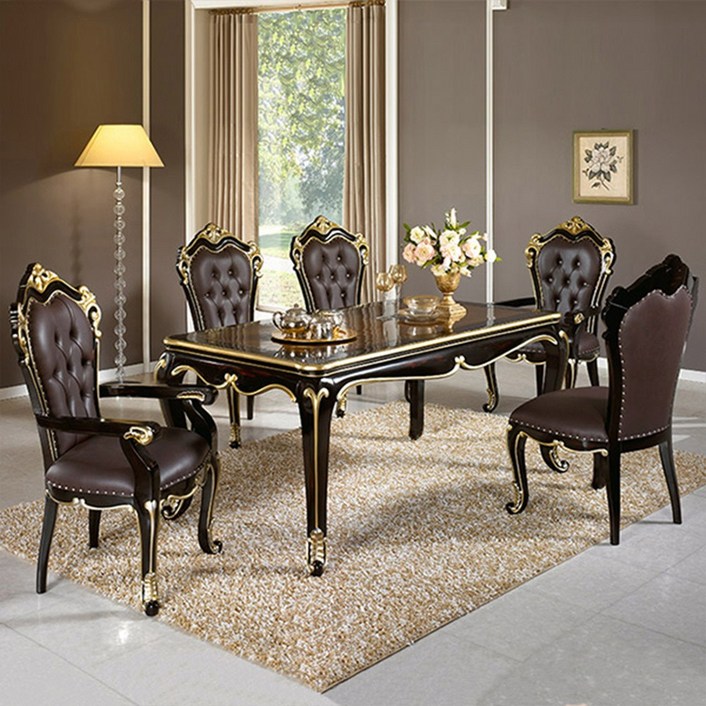 유캐슬 벤티 엔틱 원목 6인용 식탁세트 1700 테이블의자6, 엔틱, 일반의자 6