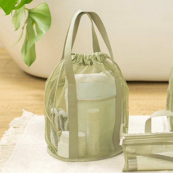 BenF Home 샤워 가방 그물망 복주머니 목욕 남자 수영 메쉬 매쉬 사우나 바구니 미니 수영장 사우나 목욕탕 조임 버킷백
