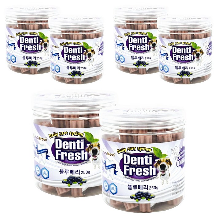 강아지 덴티 후레쉬 덴탈껌, 블루베리, 250g, 6개