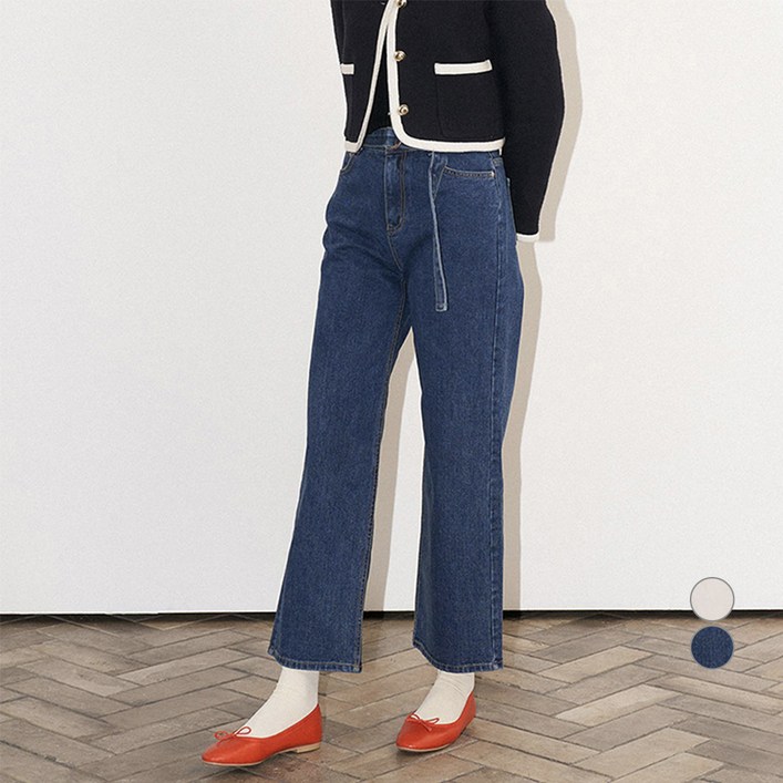 올리브데올리브 여성용 벨티드 데님 팬츠