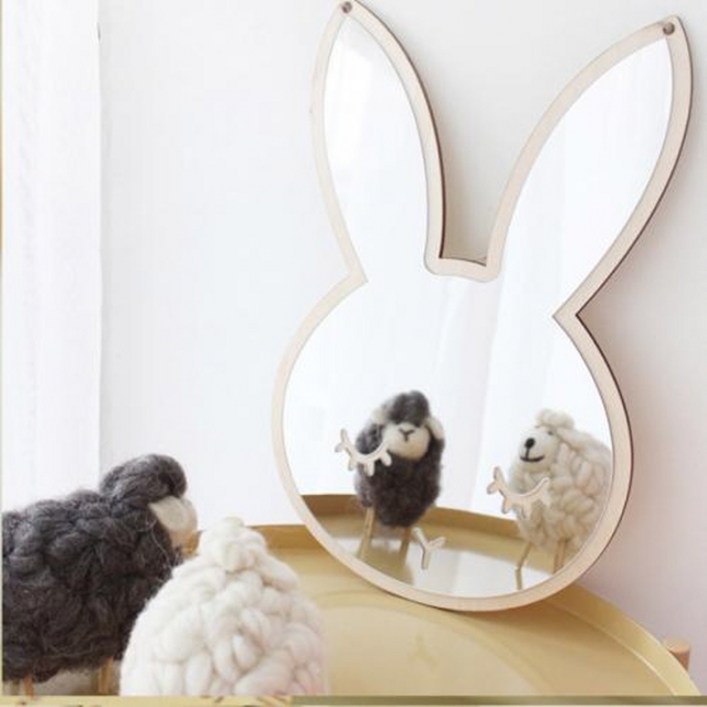 토끼 아크릴 벽걸이 안전 거울, 혼합색상