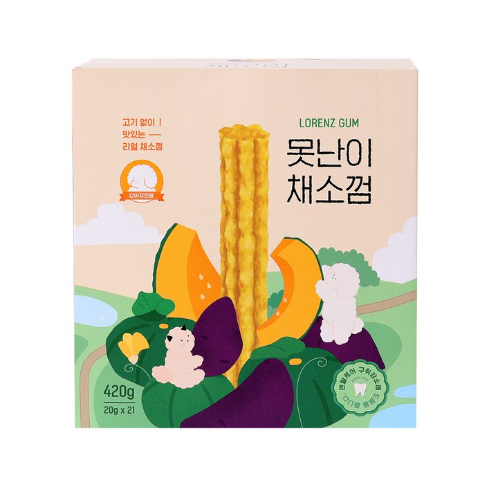로렌츠 못난이 채소 강아지 껌 21p, 채소, 420g, 1개