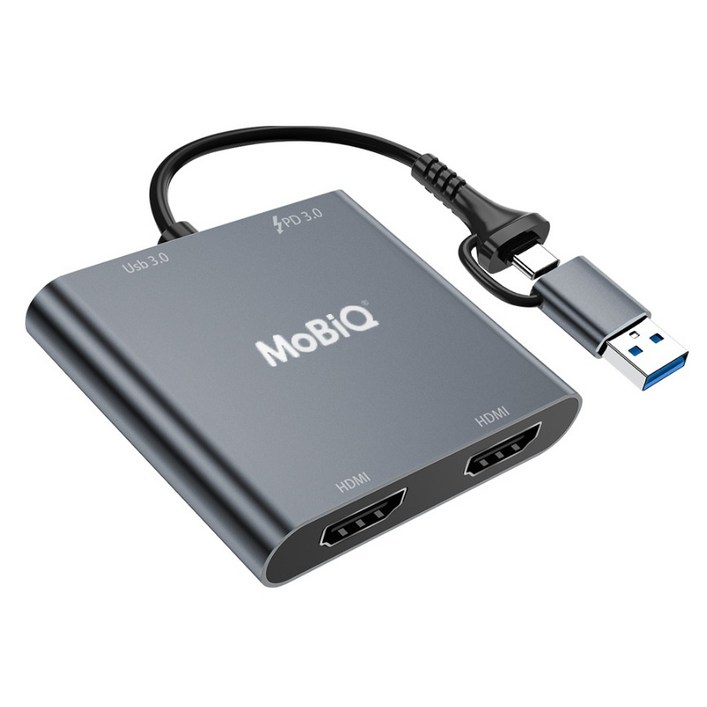 모비큐 C타입 맥북 듀얼 HDMI 4in1 USB 3.0 PD 100W 멀티허브 EM42HP