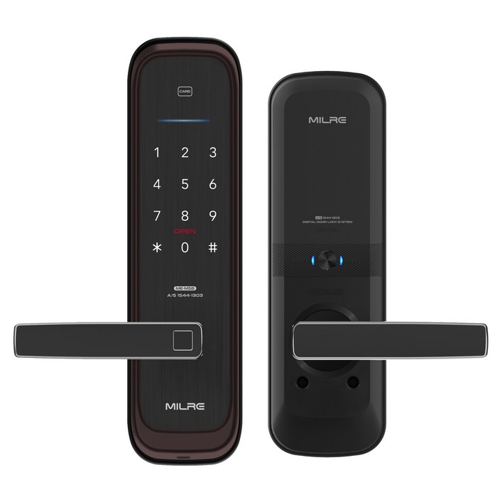 밀레시스텍 무타공 지문인식 스마트 도어락 MEM58F, MEM58FWinePurple, 방문설치