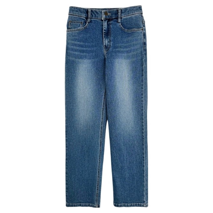 올리브데올리브 여성용 심플 일자 워싱 데님팬츠