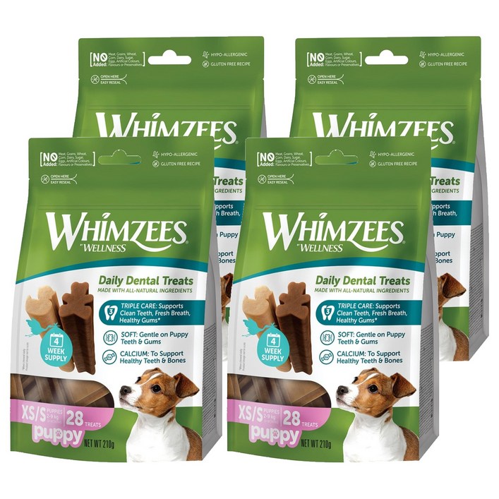 웰니스윔지스 퍼피 강아지 덴탈껌 XSS, 구강청결, 210g, 4개