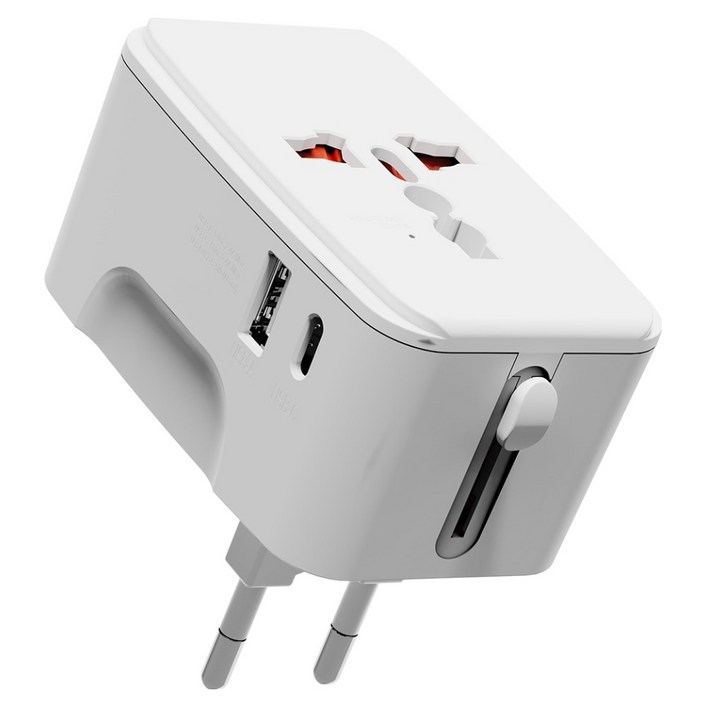 누아트 해외 여행용 멀티 어댑터 2포트 C타입  USB 포트 화이트