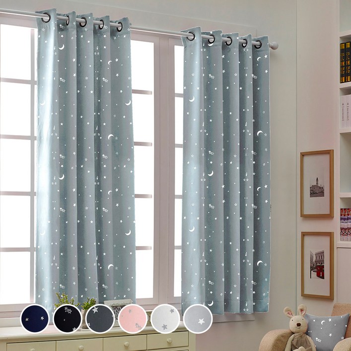 컬러스토리 트윙클 암막커튼 2p  끈 2p 세트
