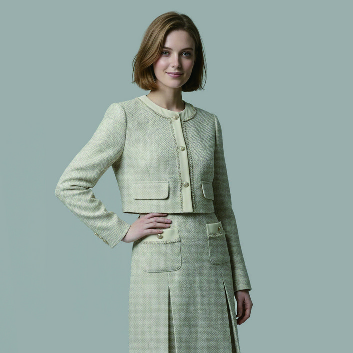 온앤온 여성용 배색 포인트 트위드 A라인 원피스