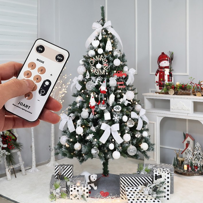 조아트 자이언트 크리스마스 트리 전구 장식 풀세트  리모컨, 캣슬화이트, 1.9m