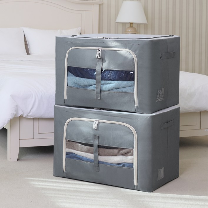 조은리빙 프리미엄 스틸 와이어 옷정리 리빙박스, 그레이, 2개