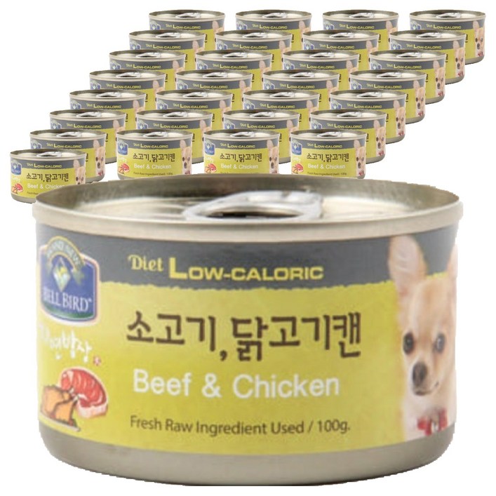 벨버드 자연밥상 소고기닭고기 강아지 간식 캔, 혼합맛소고기닭고기, 100g, 48개