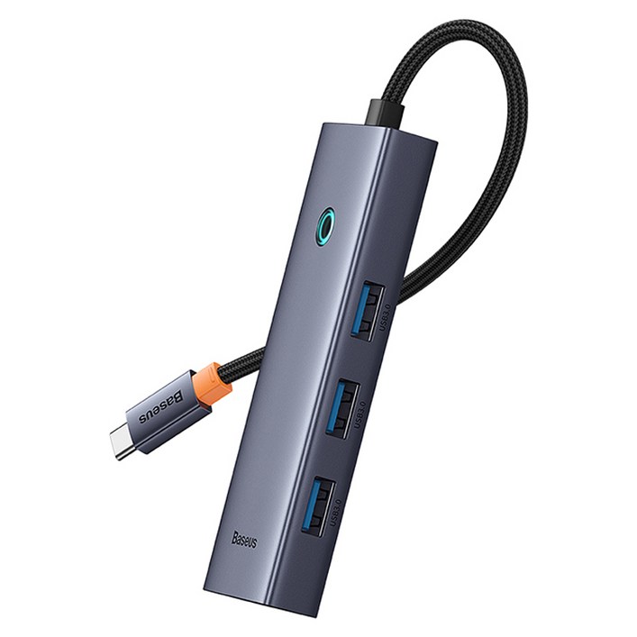 베이스어스 5in1 C타입 Hdmi 4K 스마트 미러링 원터치스크린 멀티허브 HDMIUSB3.04, 그레이, 1개