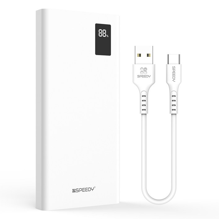 SPEEDY 슬림핏 PD 20W 고속충전 보조배터리 10000mAh 멀티단자 20W C타입 케이블, SPEB2PA10DPQC타입, 화이트
