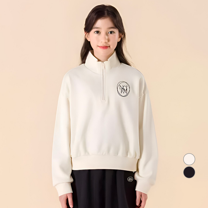 아이러브제이 초중생 매니크 크롭 반집업 맨투맨