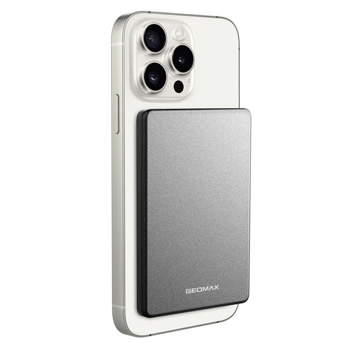 지오맥스 초슬림 맥세이프 마그네틱 유무선 보조배터리 5100mAh, 블랙, SQAPS5