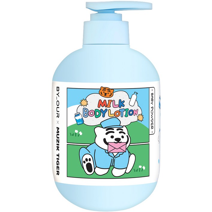 바이아우어 무직타이거 밀크 퍼퓸 보습 바디로션 베이비파우더향, 1개, 500ml