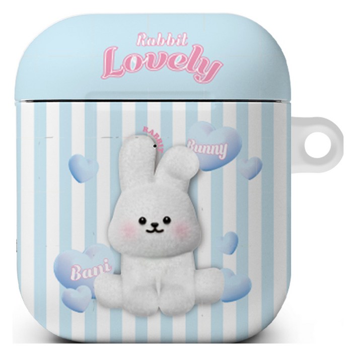 로랜텍 에어팟 프로 블루투스 무선 이어폰 케이스, 블루 하트 바니