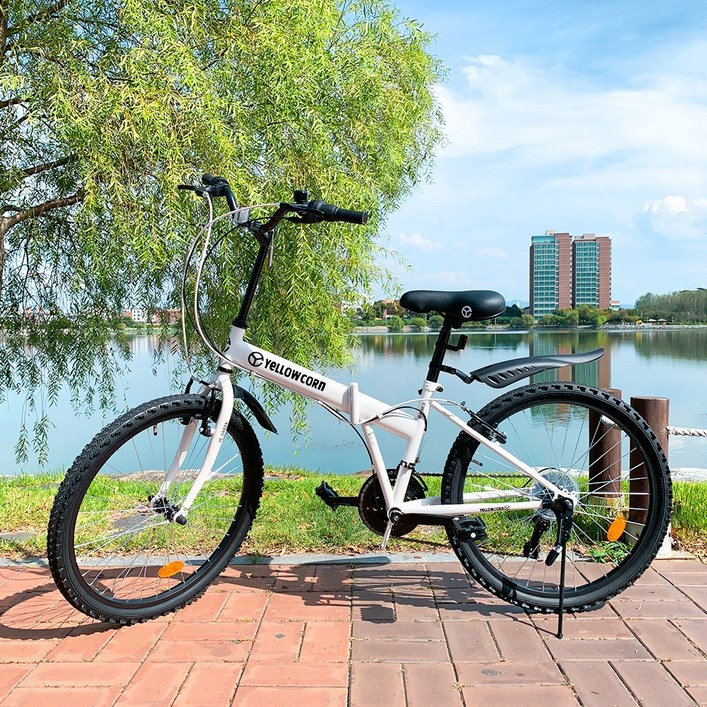 옐로우콘 21단 어반 MTB 접이식 자전거 85 조립배송, 어반 화이트, 160cm