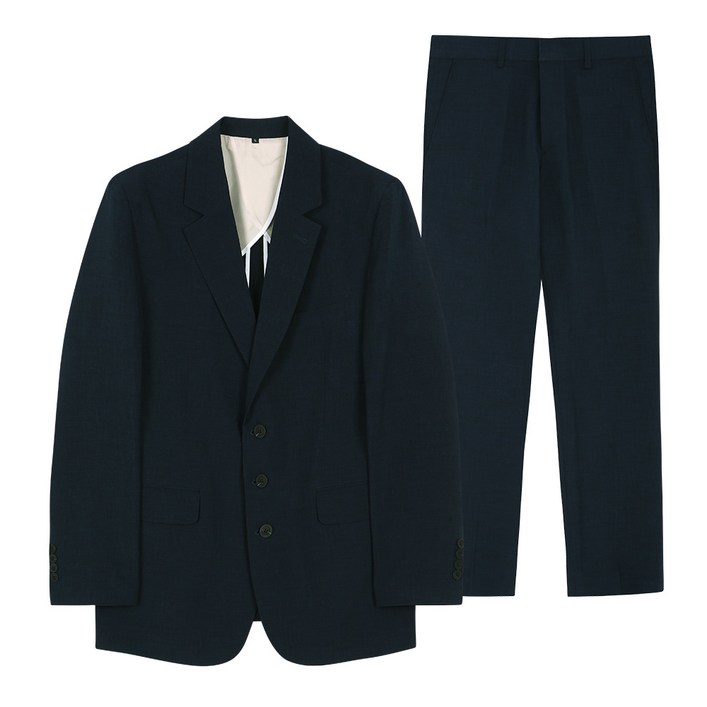 듀아크 남성용 빅사이즈 여름용 포멀 린넨쓰리버튼 수트 세트