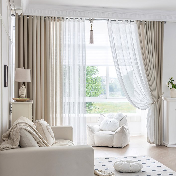 지나송 이안 아일렛 암막커튼  봉 세트