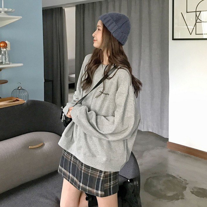 엘쏘 여성용 레터링 루즈핏 롱 슬리브 맨투맨