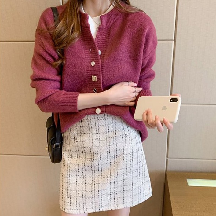 포플러앤씨 여성용 레이넬 버튼 니트 가디건