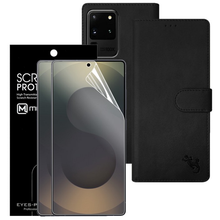 메오르 프리미엄 휴대폰 액정보호필름 2p + 넘버278 카드수납 다이어리 휴대폰 케이스 세트