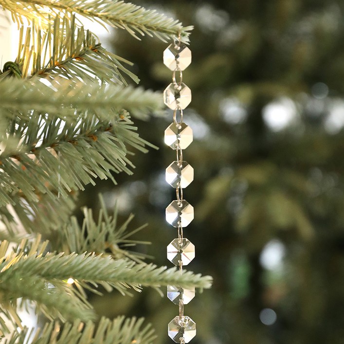 크리스마스 트리 오너먼트 크리스탈 체인 장식, 투명, 10개